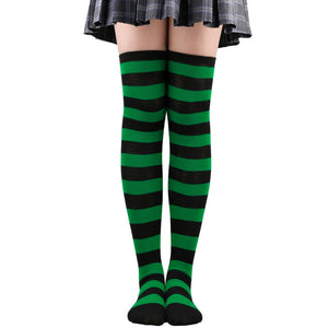 Women&#39;s Thigh High Over The Knee Socks For Girls Black White Striped Stockings Long Slouch Socken Kawaii Knit Leg Warmers Soks | TageUnlimited