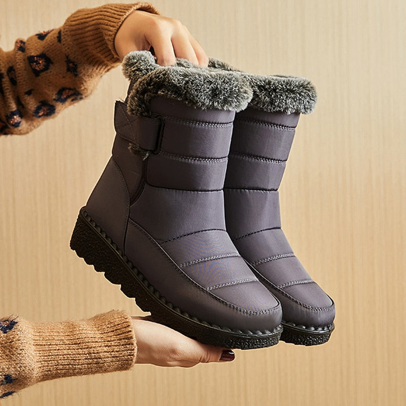 Waterproof Winter Boots for Women  New Faux Fur Long Plush Snow Boots Woman Platform Ankle Boots Warm Cotton Couples Shoes | TageUnlimited