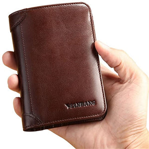 Manbang Men Wallets RFID Genuine Leather Trifold Wallets For Men with ID Window and Credit Card Holder | TageUnlimited