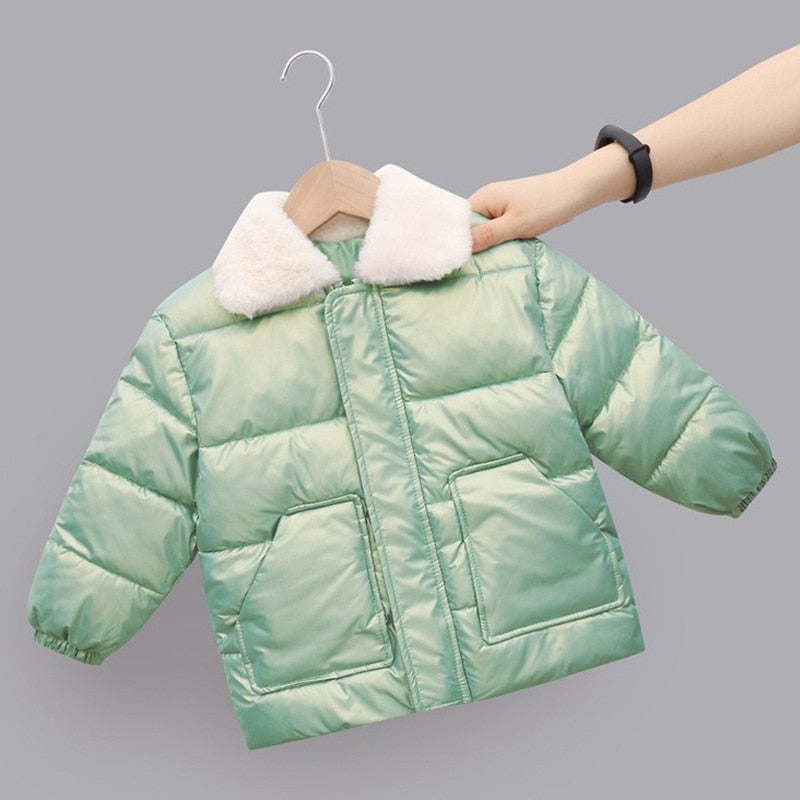 Winter Children Warm Cotton Jackets Rabbit Fur Collar Coats Baby Short Quilted Jacket Kids Clothes Girl Boy Outerwear | TageUnlimited
