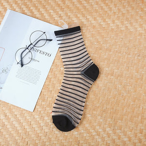 Sexy Lace Women Socks Summer Ultra-thin Transparent Mesh Fishnet Short Socks Harajuku Casual Breathable Black White Crew Socks | TageUnlimited