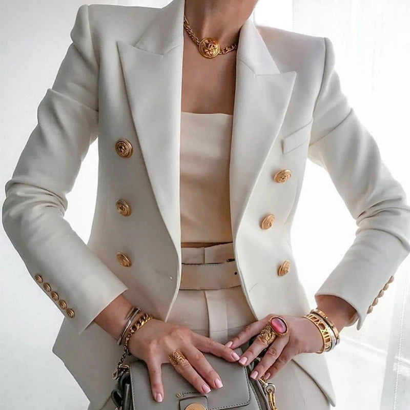 Female Slim Solid Jacket Lady Office Work Suit Vestido Black Blazers Women 2023 Single-button Outwear All-match Long Sleeve Coat | TageUnlimited