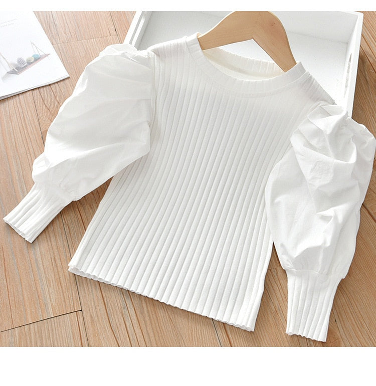White Baby Girls Long Sleeve Shirt Princess Shirt for Tddler Girl Sweet Pullover Casual Shirt Children Tops Pullover | TageUnlimited