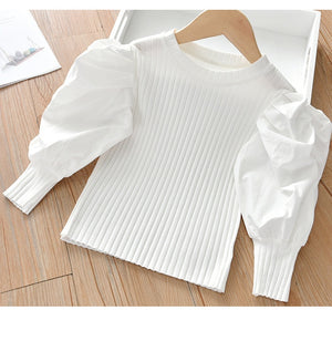 White Baby Girls Long Sleeve Shirt Princess Shirt for Tddler Girl Sweet Pullover Casual Shirt Children Tops Pullover | TageUnlimited
