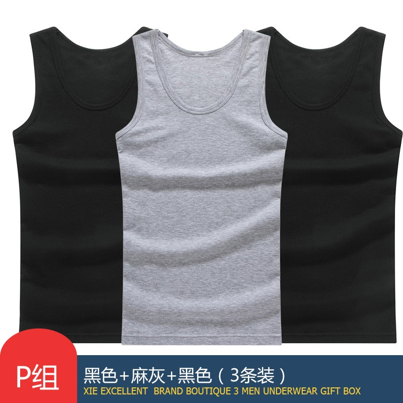 Hot Sale 3pcs / 100% Cotton Mens Sleeveless Tank Top Solid Muscle Vest Undershirts O-neck Gymclothing Tees Whorl Tops | TageUnlimited