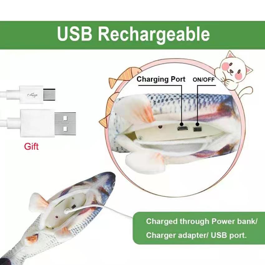 Cat Toys Electric Fish With USB Charging Built-In Lithium Battery Simulation Realistic Pet Molar Interactive Toys Pet Supplies | TageUnlimited