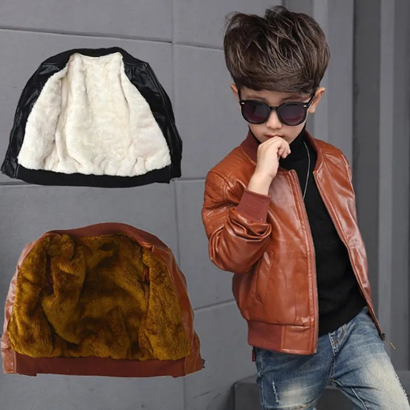 Children Leather Coat Spring And Autumn Clothing Korean boys PU leather jacket | TageUnlimited