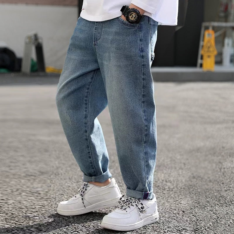 IENENS Boys Jeans Denim Trousers Kids Clothes Children Clothes Spring Young Boy Straight Cowboy Trousers Casual Pants 4-11 Years | TageUnlimited