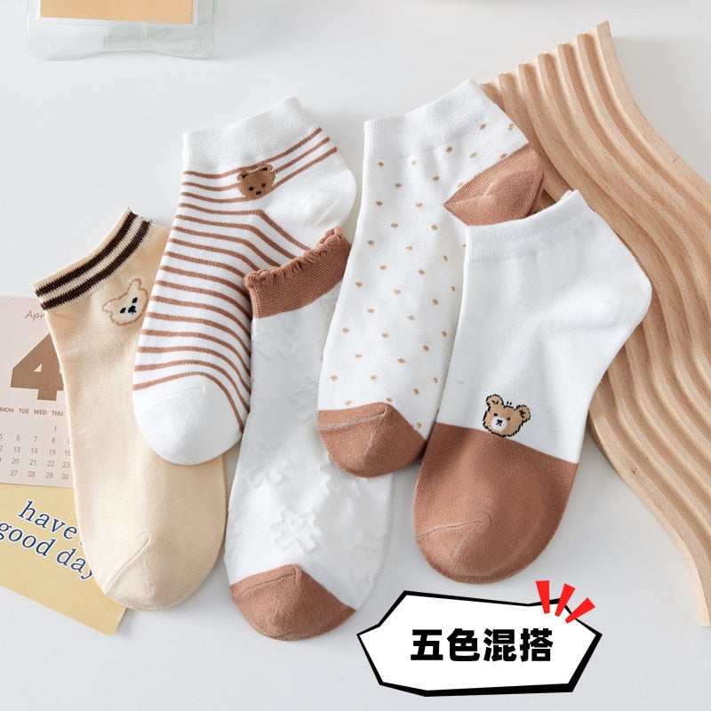 5 Pairs Of Women Socks Cartoon Cotton Socks. | TageUnlimited