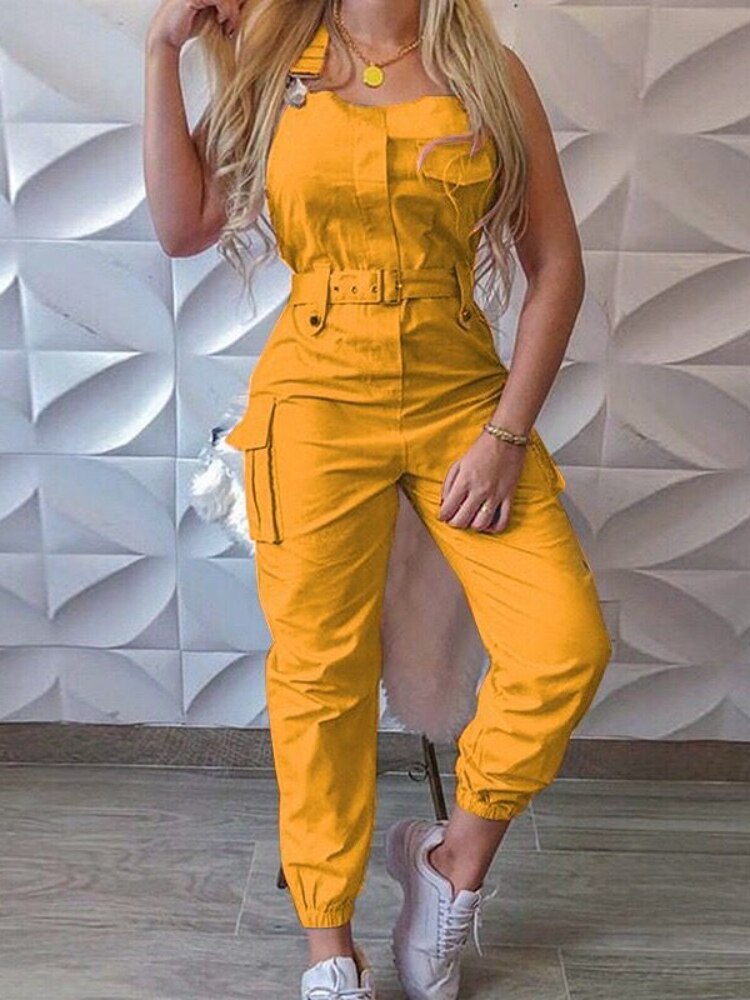 Cargo Jumpsuit Summer New Fashion Female Rompers Playsuits Belt Suspenders Pants Jump Suits for Women Minimalist Trousers | TageUnlimited