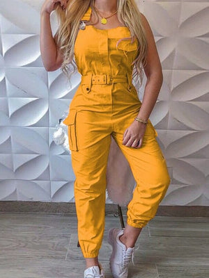 Cargo Jumpsuit Summer New Fashion Female Rompers Playsuits Belt Suspenders Pants Jump Suits for Women Minimalist Trousers | TageUnlimited