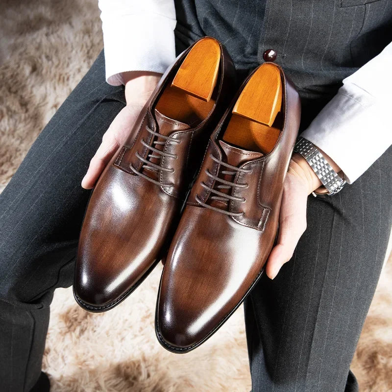 Luxury Men's Leather Shoes High Quality Men's Shoes Pointed Oxford Wedding Leather Men Dress Shoes Gentleman Office Man Shoe | TageUnlimited