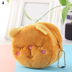 Women's Cartoon Coin Purse Three-dimensional Plush Zipper Headphone Bag Wallet Key Chain. | TageUnlimited