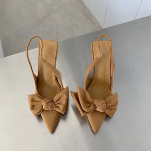 Women Shoes Summer New Butterfly Knot Women Slingbacks Heels Shoes Sexy Dress Thin Heel Pointed Toe Ladies High Heels Women