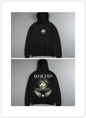 DARC SPORT Mens Thick Fleece Hoodies Unisex Hip Hop Wolf Print Hoodies Classics Thick Velvet Fabrics Hoodies Oversize S-3XL | TageUnlimited