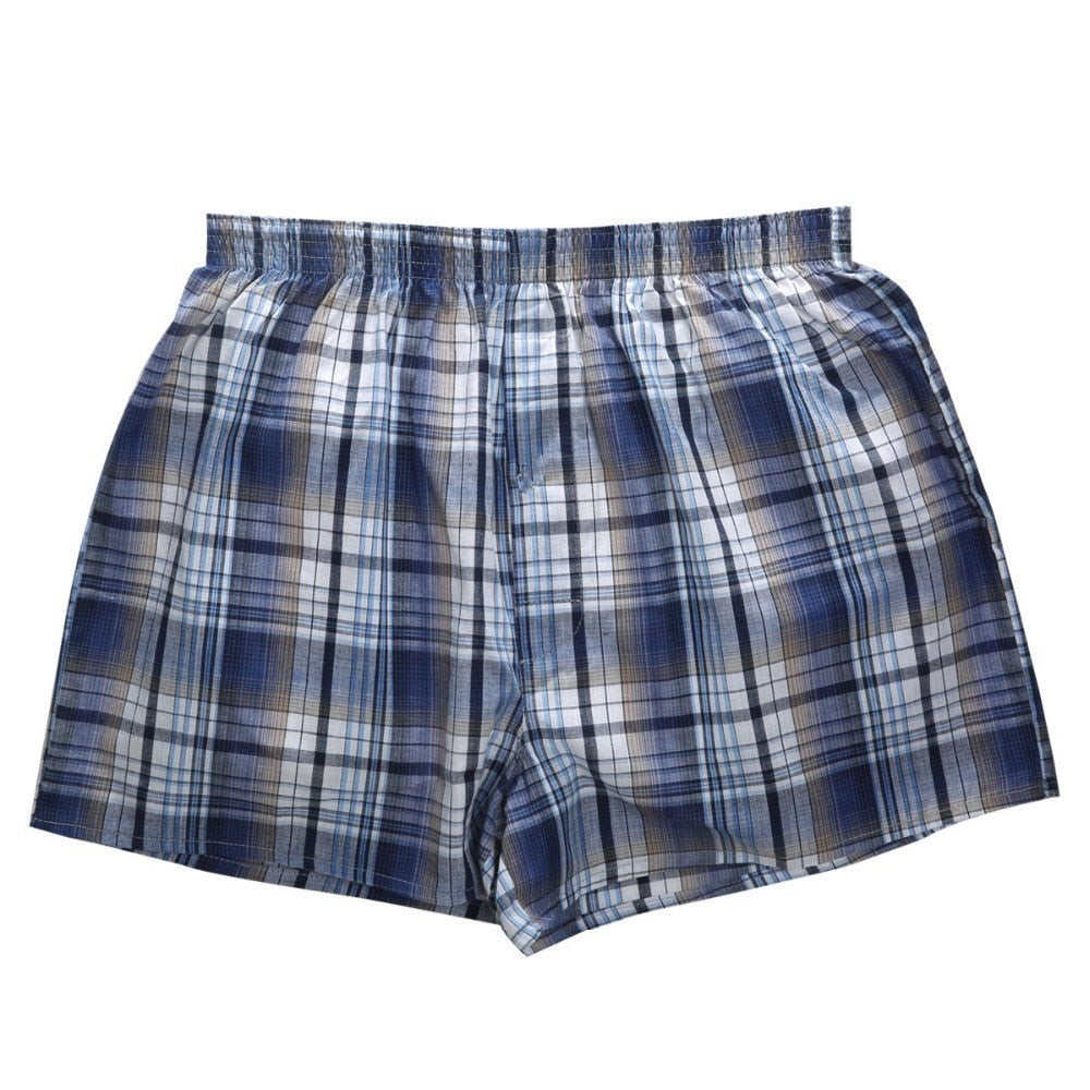 High Quality Brand 4-Pack Men Boxer Shorts Woven Cotton 100% Classic Plaid Combed Male Underpant Loose Breathable Oversize | TageUnlimited