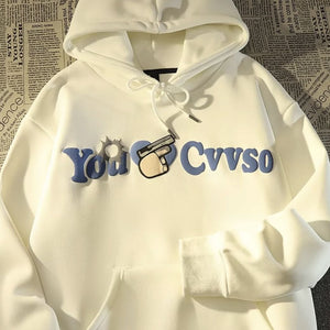 American retro hiphop sweater letter anime hoodie men and women lovers on high street streetwear y2k women vibe oversized hoodie | 0 | TageUnlimited