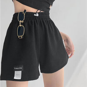 WomenShorts Summer High Waisted Sports Shorts Loose Bottoms Female Casual Elastic Waist Hot Pants Solid Color Homewear | TageUnlimited