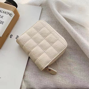 Fashion Short Wallets for Women PU Leather Female Plaid Purses Card Holder Wallet Small Zipper Wallet with Coin Purse Clutch Bag | TageUnlimited