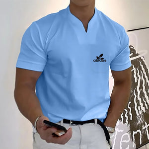 Pattern Summer Men Short-Sleeved Cotton Casual Men&#39;s T-shirt V-neck Shirt Male Breathable Polo Shirts S-5XL | TageUnlimited
