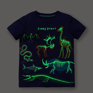 New Fashion Boys T-shirt Summer Luminous Dinosaur Animal Cotton Causal Clothes Lovely Tops for Kids 2-7 year | TageUnlimited