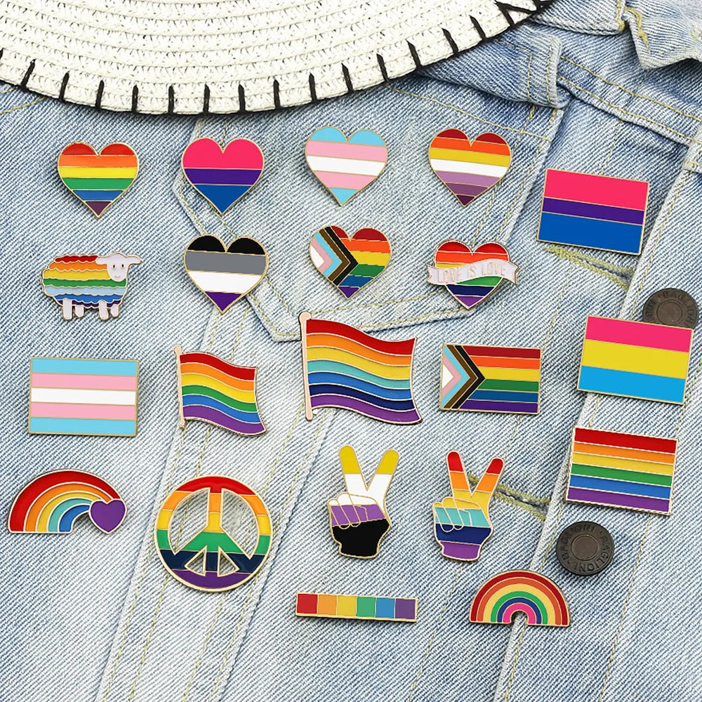 LGBTQ Custom Enamel Pins Pride Lesbian Gay Rainbow Flag Brooch Pansexual Asexual Bisexual Transgender Symbol Heart Badge Jewelry | LGBTQ+ Gifts | TageUnlimited