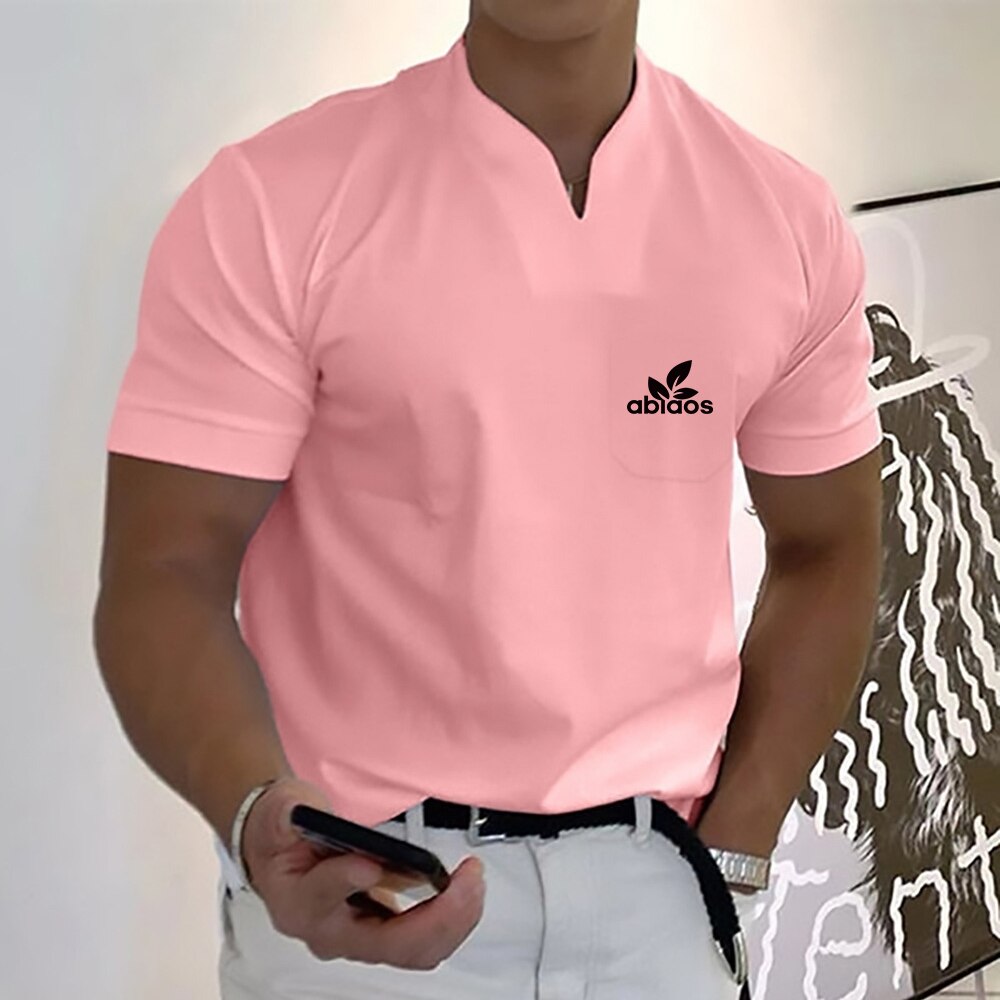 Pattern Summer Men Short-Sleeved Cotton Casual Men&#39;s T-shirt V-neck Shirt Male Breathable Polo Shirts S-5XL | TageUnlimited