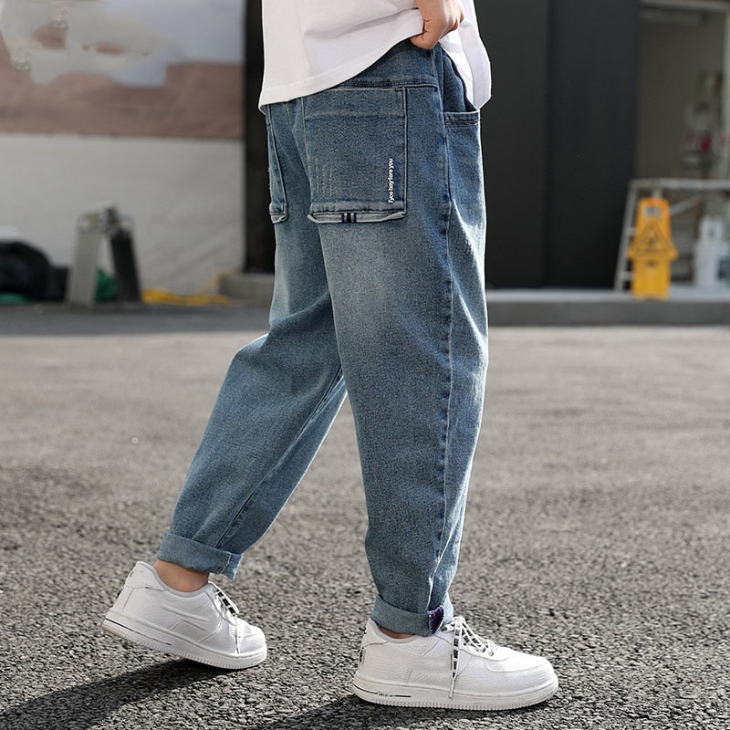 IENENS Boys Jeans Denim Trousers Kids Clothes Children Clothes Spring Young Boy Straight Cowboy Trousers Casual Pants 4-11 Years | TageUnlimited