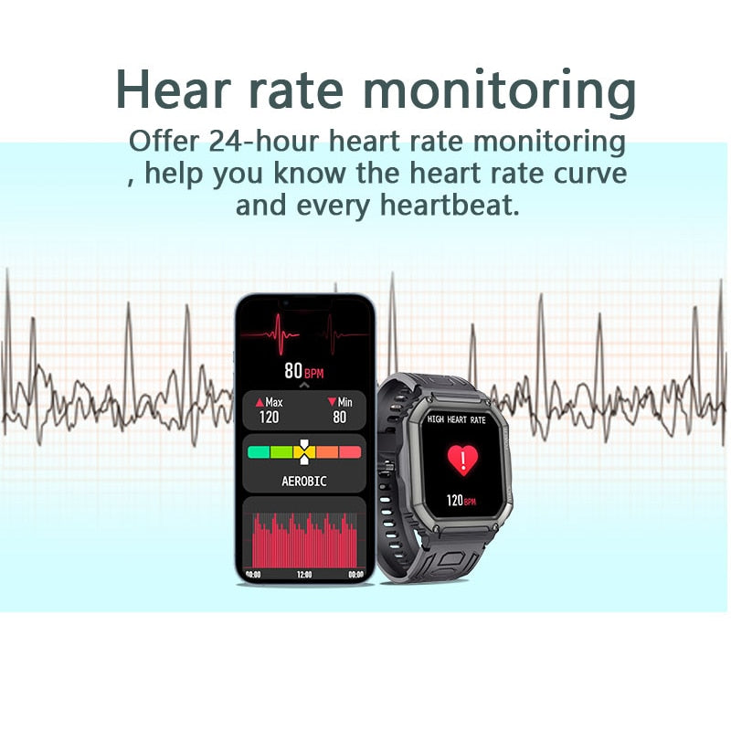 Smart Watch Men Big Battery Music Play Fitness Tracker Bluetooth Dial Call Sport Smartwatch Men for IOS Android | TageUnlimited