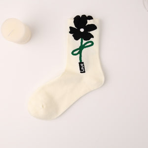 High Quality Cute Kawaii Women&#39;s Socks Floral Rabbit Cartoon Funny Socks Autumn Winter Middle Tube Fashion Casual Socks Eu35-40 | TageUnlimited