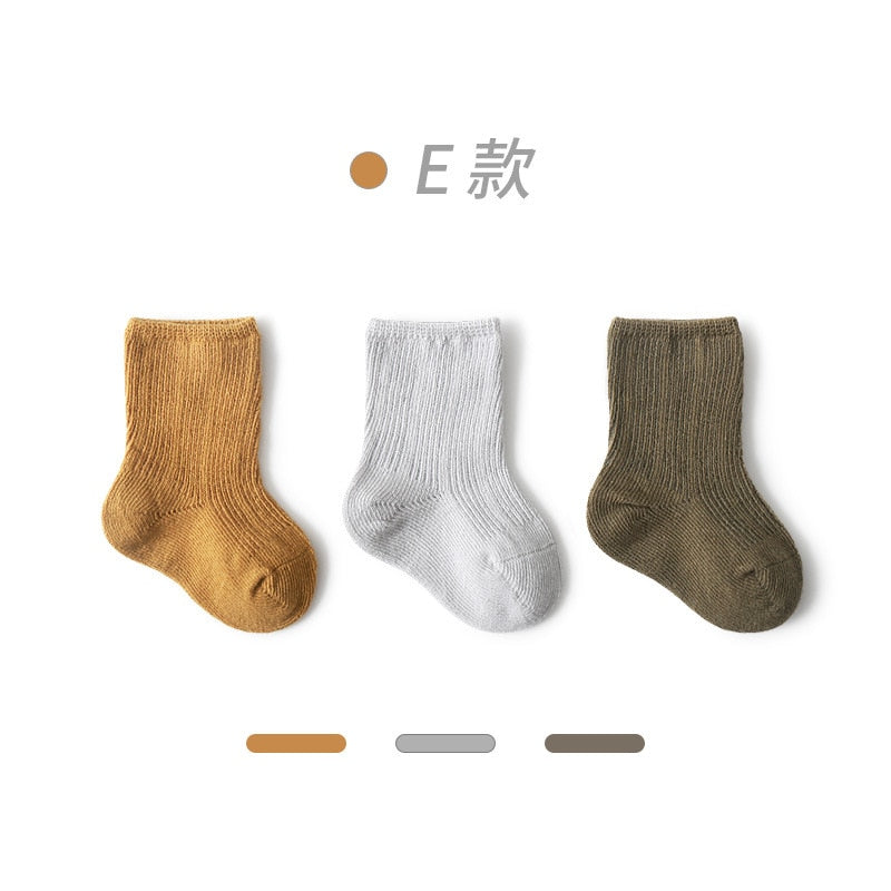 3Pairs/lot Solid Baby Socks for Newborn Soft Cotton Spring Winter Kids baby Boy Girl Sock Ribbed Leg warmers toddlers accessorie | TageUnlimited
