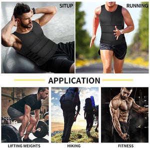 Neoprene Men Shapers Sweat Vest for Men Waist Trainer Vest Adjustable Workout Body Shaper with Double Zipper for Sauna Suit | TageUnlimited