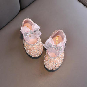 New Children Sequined Leather Shoes Girls Princess Rhinestone Bowknot Single Shoes Fashion Baby Kids Wedding Shoes | TageUnlimited