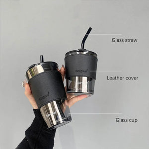 350ml 450ml Creative Glass Coffee Straw Cup With Lid Heat-Resistant Water Bottle Beer Tea Drinkware Couple Coffee Mug With Straw | 0 | TageUnlimited