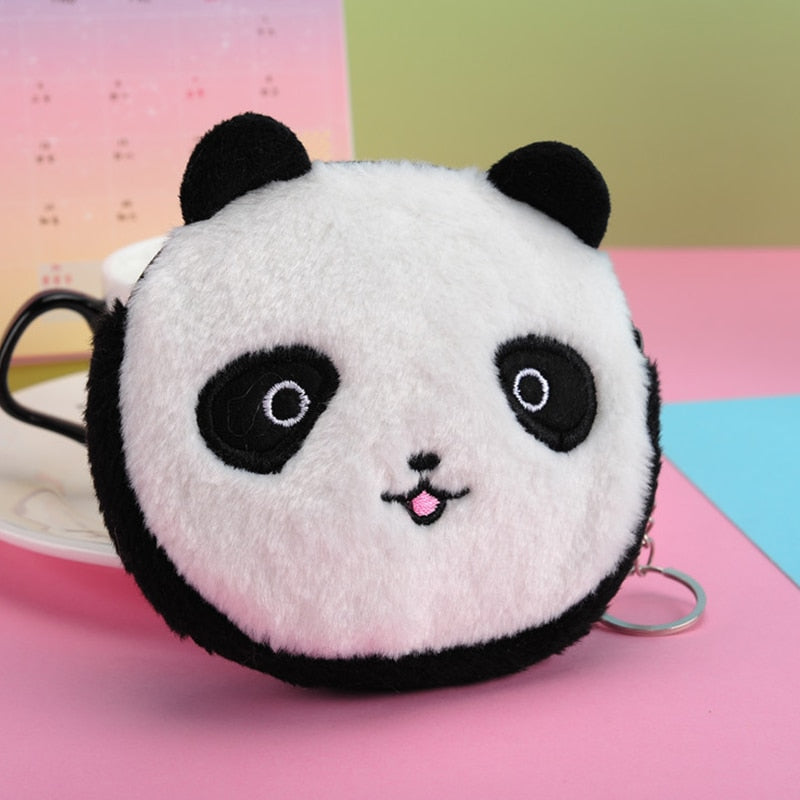 Women's Cartoon Coin Purse Three-dimensional Plush Zipper Headphone Bag Wallet Key Chain. | TageUnlimited