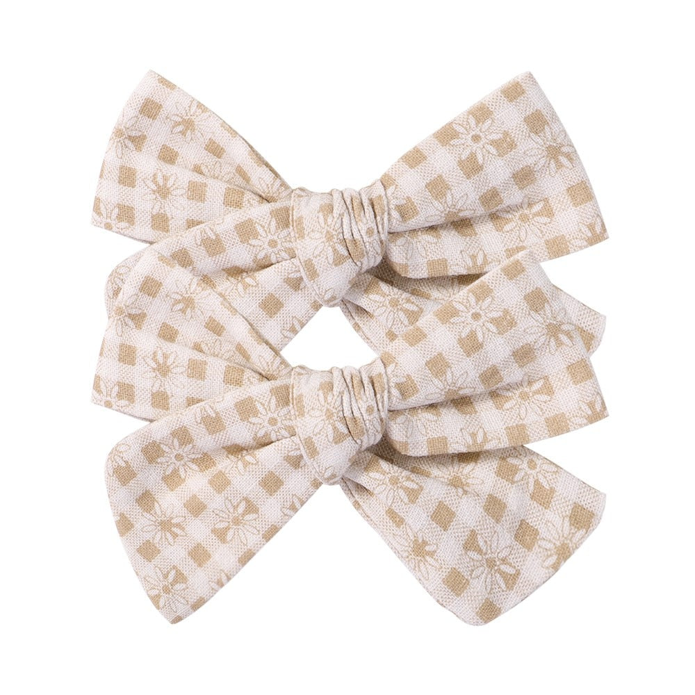 2Pcs/Set Sweet Flower Print Bowknot Hair Clips for Cute Baby Girls Cotton Bows Hairpins Barrettes Headwear Kids Hair Accessories | TageUnlimited