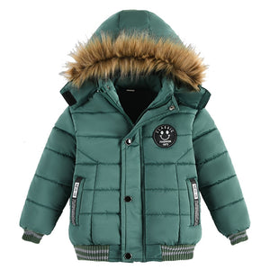 2-6 Years Autumn Winter Boys Jacket Warm Fur Collar Fashion Baby Girls Coat Hooded Zipper Outerwear Birthday Gift Kids Clothes | TageUnlimited