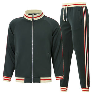 Autumn Mens Tracksuit Casual Men Sets Zip Cardigan Baseball Jacket + Pants 2 Piece Suit Striped Jogging Sportsuit Male Sweatsuit | TageUnlimited