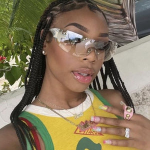Luxury Punk Sports Sunglasses Women Brand Designer Y2K One Piece Sun Glasses Men Goggle Shades UV400 Five Star Fashion Eyewear | TageUnlimited