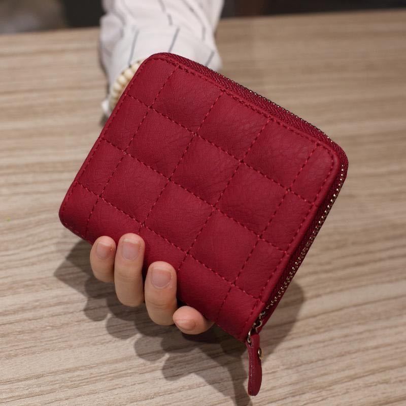 Fashion Short Wallets for Women PU Leather Female Plaid Purses Card Holder Wallet Small Zipper Wallet with Coin Purse Clutch Bag | TageUnlimited