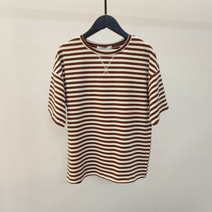 Summer Short Sleeve Striped T-Shirts Women Knitted Basic Casual Tops Female Cozy Loose Cotton Tees Harajuku Shirt | TageUnlimited