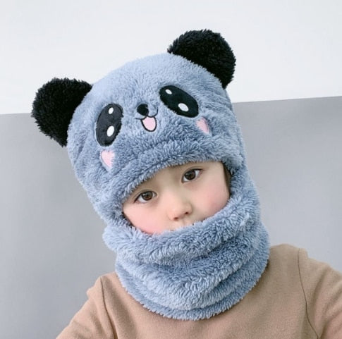 Children Cartoon Scarf Hat Girls Boys Scarf Thicken Cap Double Fleece Warmth Child Adult Parent-child Hat Kids Accessories | TageUnlimited