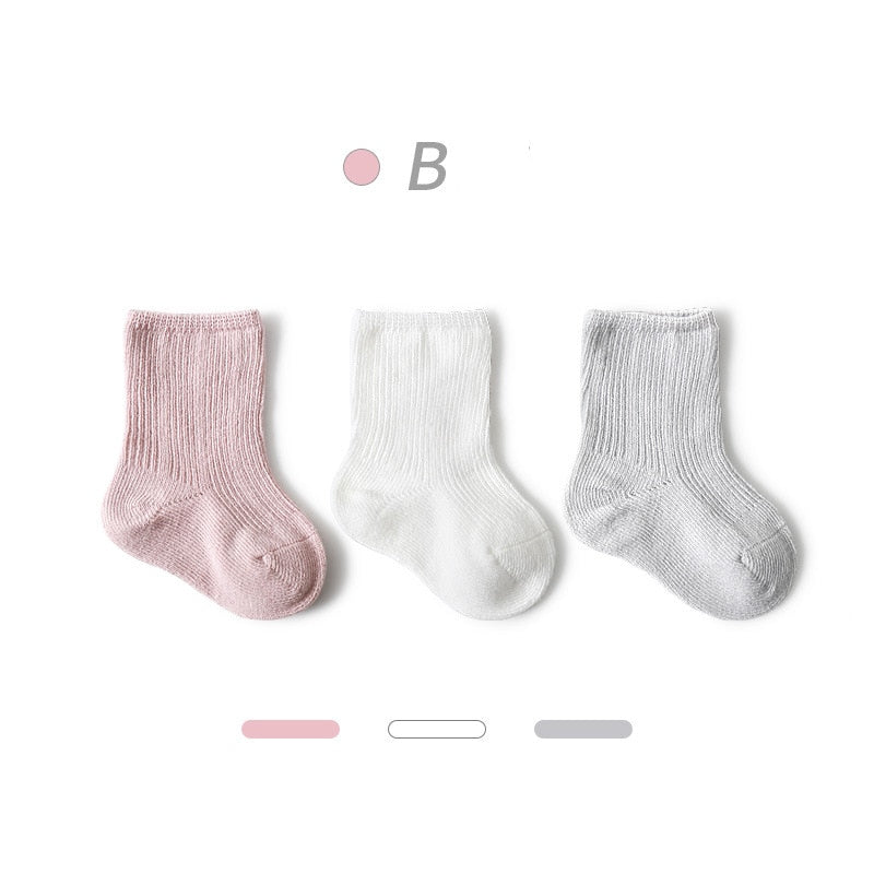 3Pairs/lot Solid Baby Socks for Newborn Soft Cotton Spring Winter Kids baby Boy Girl Sock Ribbed Leg warmers toddlers accessorie | TageUnlimited
