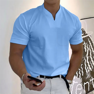 Men's Short-Sleeved Cotton Casual Men's T-shirt V-neck Shirt Male Breathable Polo Shirts S-5XL | TageUnlimited