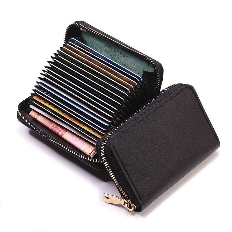 Business Card Holder Wallet Women/men Gray Bank/ID/Credit Card Holder 20 Bits Card Wallet PU Leather Protects Case Coin Purse | TageUnlimited
