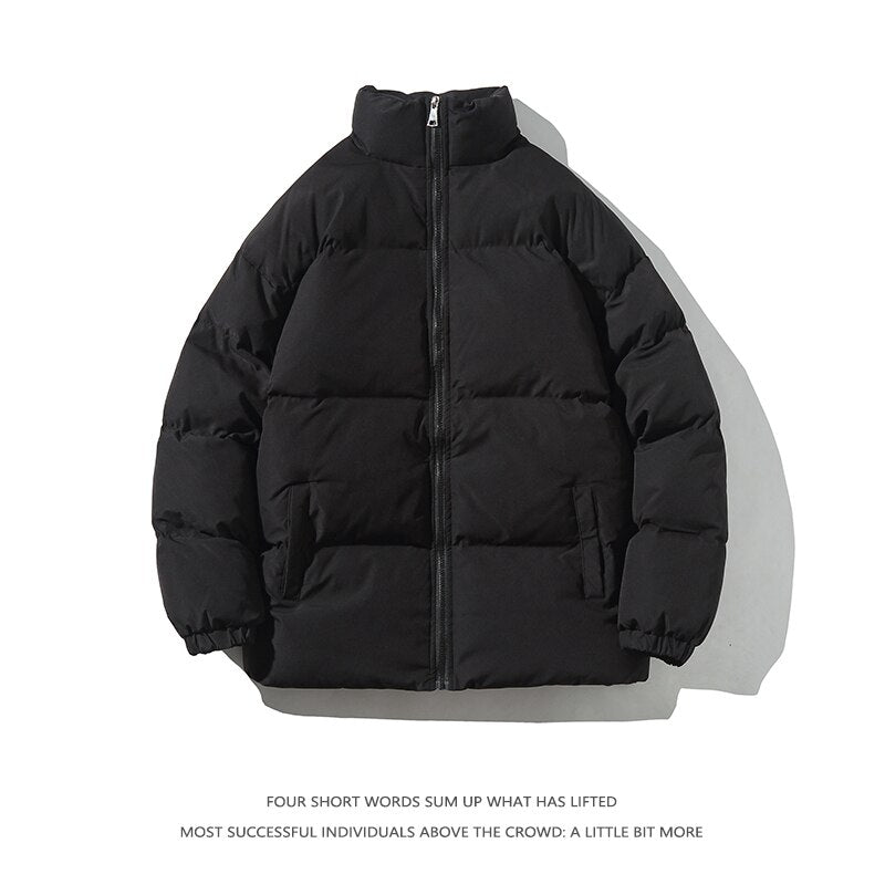 Streetwear  Warm Men Winter Coat Solid Color Casual Parka Stand Collar Fashion Oversize Women&#39;s Winter Jacket | TageUnlimited