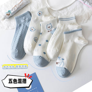 5 Pairs Of Women Socks Cartoon Cotton Socks. | TageUnlimited