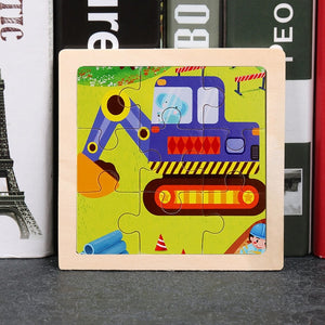 11X11CM Kids Wooden Puzzle Cartoon Animal Traffic Tangram Wood Puzzle Toys Educational Jigsaw Toys for Children GiftS | TageUnlimited