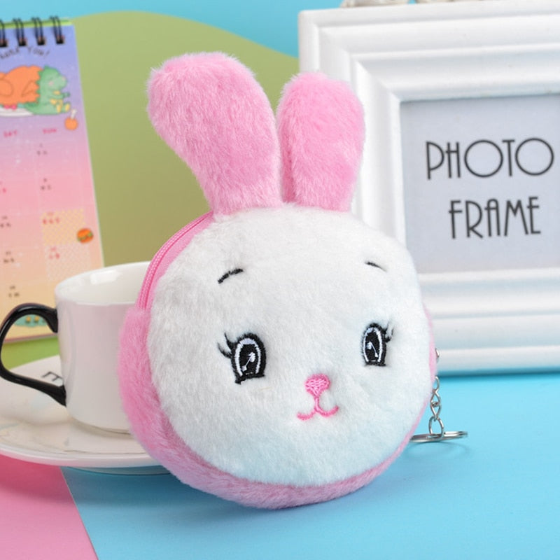 Women's Cartoon Coin Purse Three-dimensional Plush Zipper Headphone Bag Wallet Key Chain. | TageUnlimited