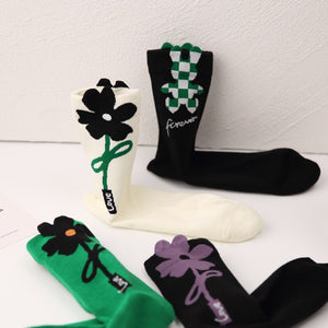 High Quality Cute Kawaii Women&#39;s Socks Floral Rabbit Cartoon Funny Socks Autumn Winter Middle Tube Fashion Casual Socks Eu35-40 | TageUnlimited